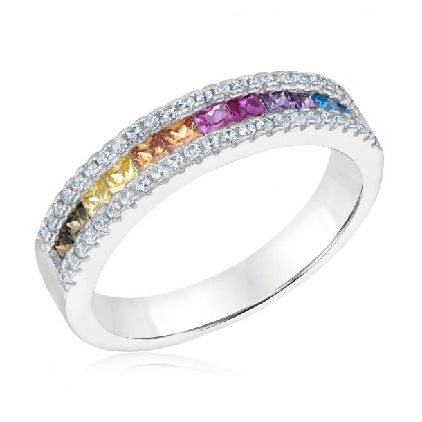 Cubic Zirconia Rainbow Fashion Band Ring | REEDS Jewelers