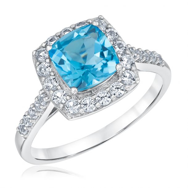 Swiss blue topaz ring sterling hotsell silver