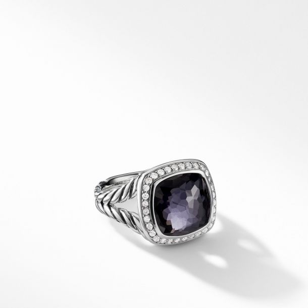 David Yurman Albion Ring with Black Orchid and Pave Diamonds Size 7 REEDS Jewelers