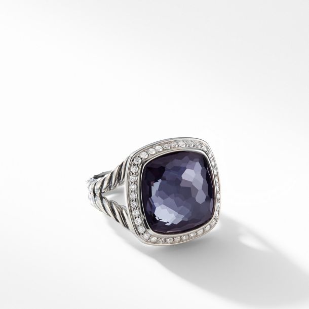David Yurman Albion Ring with Black Orchid and Diamonds 14mm REEDS Jewelers