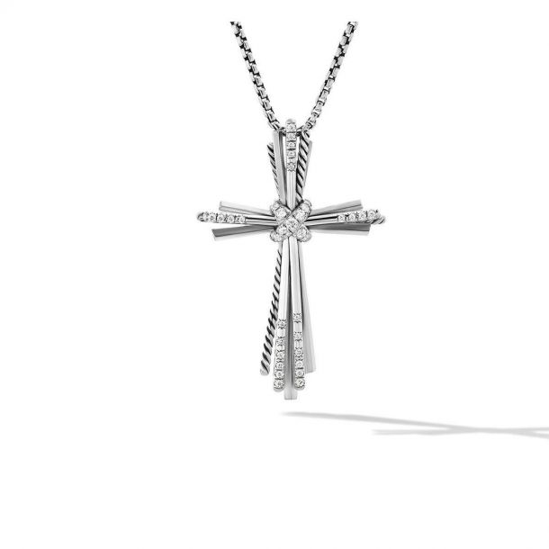 David Yurman Angelika Cross Necklace with Pave Diamonds REEDS