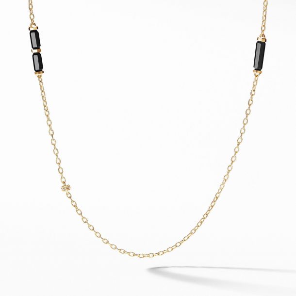 David Yurman Barrels Long Station Necklace with Black Onyx and