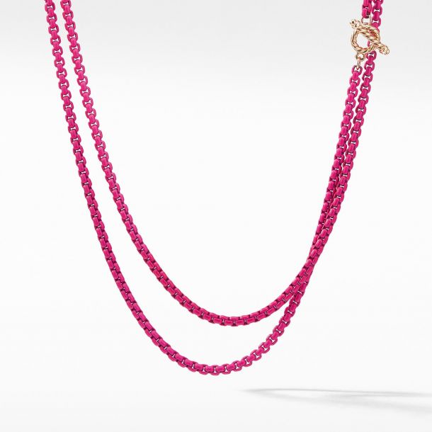 David Yurman Bel Aire Chain Necklace in Coral Color with 14k Rose Gold Accents REEDS Jewelers