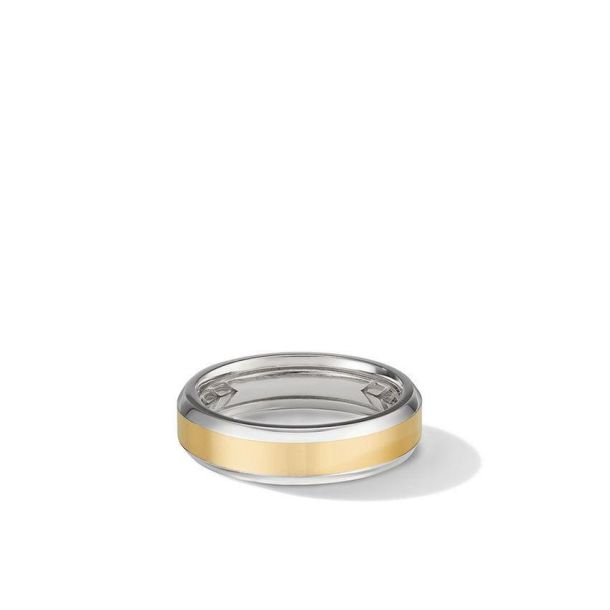 David Yurman Beveled Band Ring in 18k White and Yellow Gold REEDS Jewelers