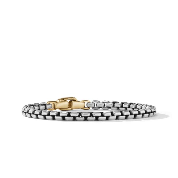 David Yurman Box Chain Bracelet in Sterling Silver with 14K Yellow Gold