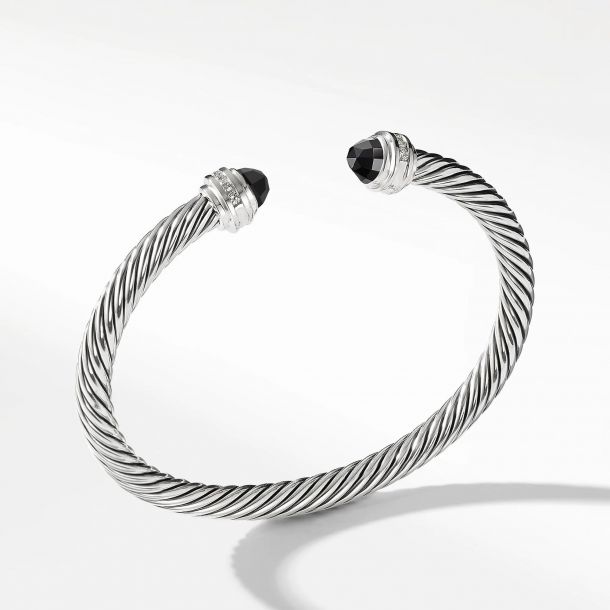 Men's David Yurman Cable Classic Cuff Bracelet with Black Diamonds