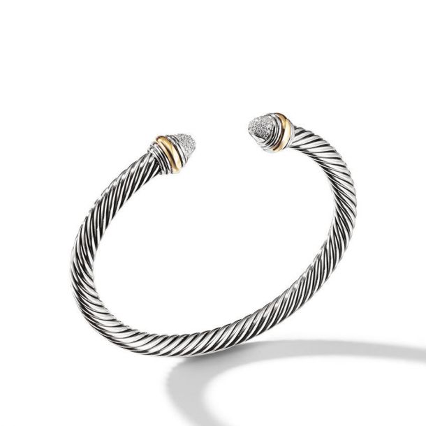 David Yurman Cable Classics Bracelet with Pave Diamond Domes and