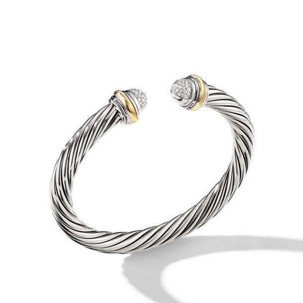 David Yurman Cable Classics Collection Bracelet with Diamonds and 18K Gold Small REEDS Jewelers