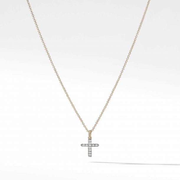 David Yurman Cable Collectibles Cross Necklace with Diamonds in