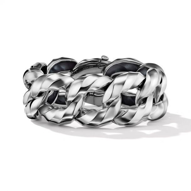 David Yurman Cable Edge Curb Chain Bracelet in Recycled Sterling Silver Large REEDS Jewelers