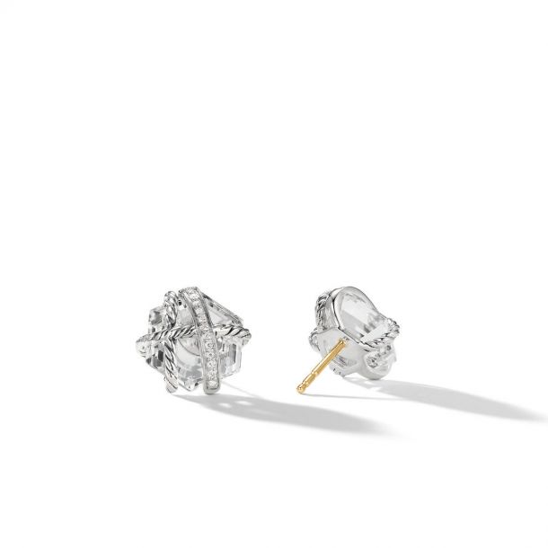 David Yurman Cable Wrap Earrings with Crystal and Diamonds