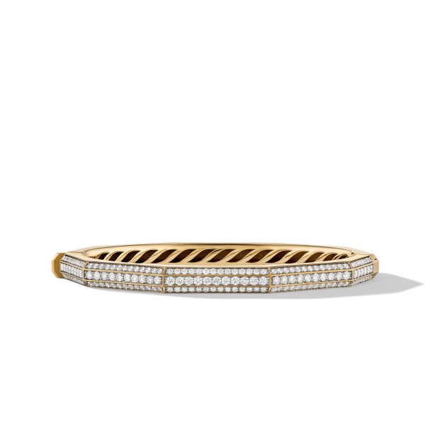 David Yurman Carlyle Bracelet in 18K Yellow Gold with Pave Diamonds REEDS Jewelers