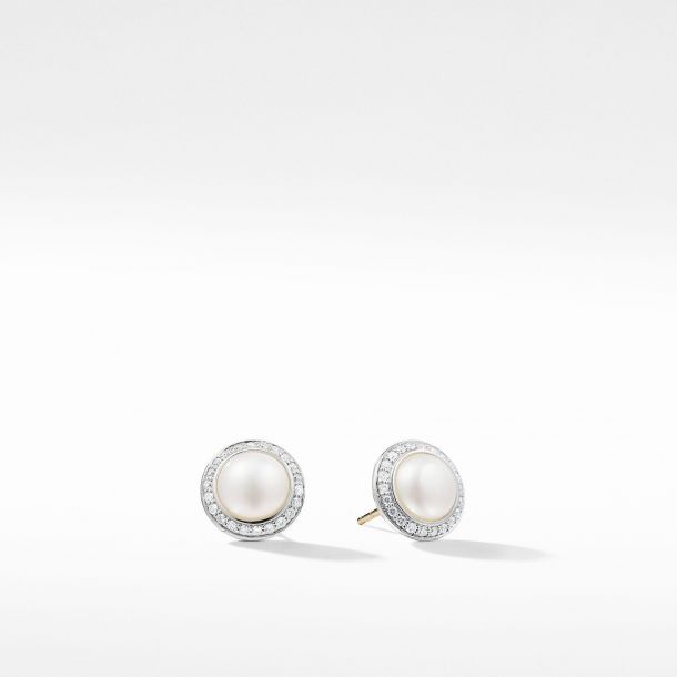 David yurman pearl top and diamond earrings