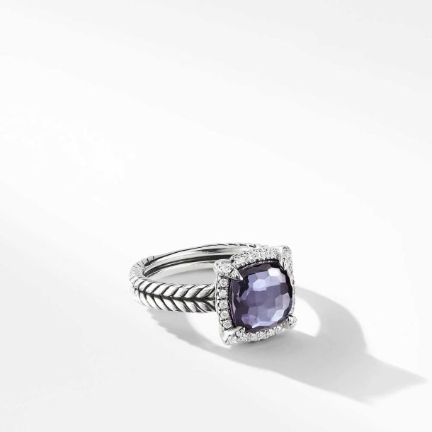 David Yurman Chatelaine Pave Bezel Ring with Black Orchid and