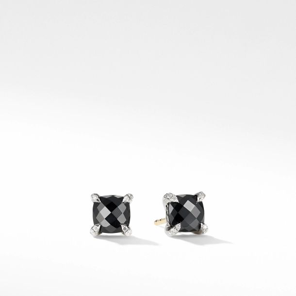 David Yurman Chatelaine Stud Earrings with Black Onyx and Diamonds REEDS Jewelers
