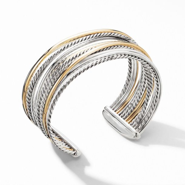 fandf David Yurman Crossover Collection Wide Cuff Bracelet with 18k