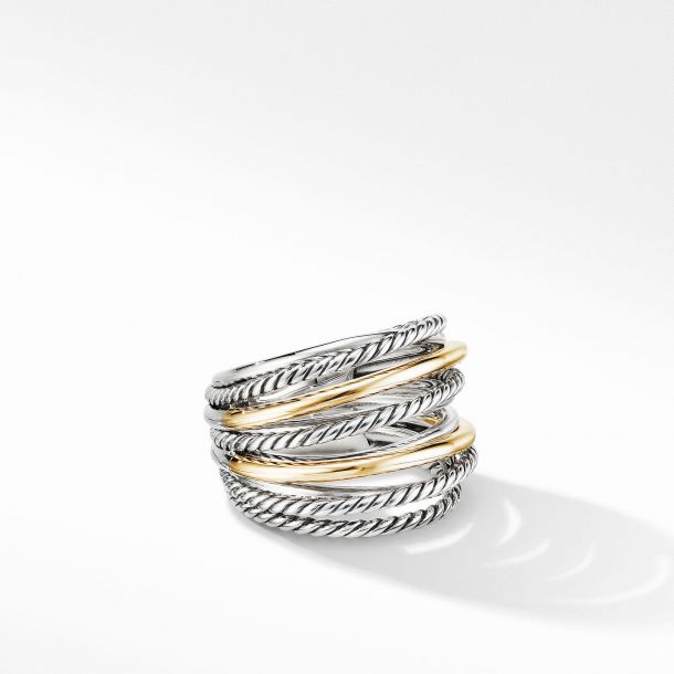 David Yurman Crossover Collection Wide Ring with 18k Yellow Gold