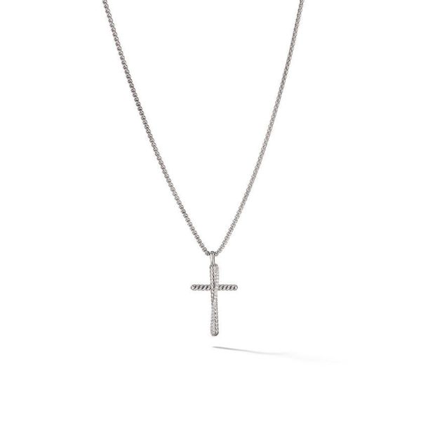 David Yurman Crossover Cross Necklace with Pave Diamonds REEDS Jewelers