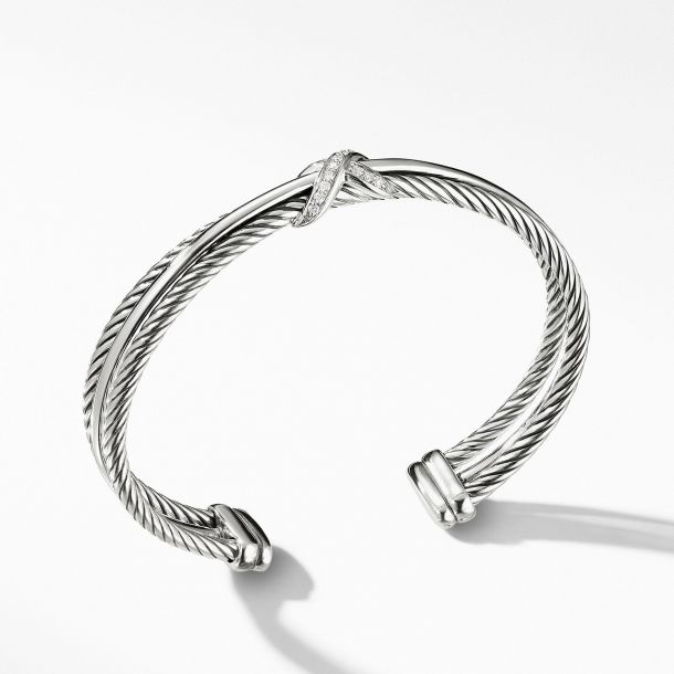 David Yurman Crossover X Bracelet with Diamonds 7mm Medium