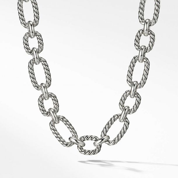 David Yurman Cushion Link Necklace with Blue Sapphires 12.5mm