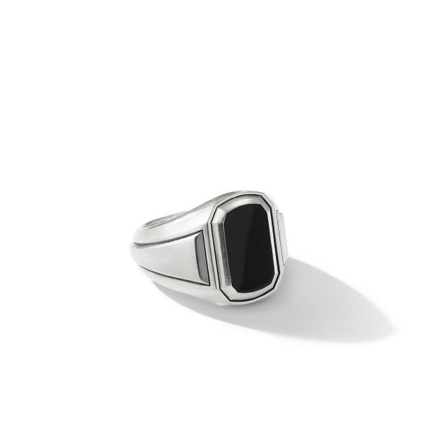 David Yurman Deco Signet Ring in Sterling Silver with Black Onyx Size 11 REEDS Jewelers