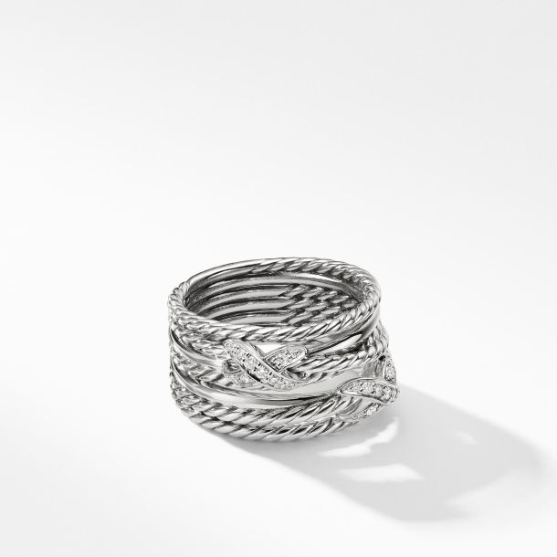 David Yurman Double X Crossover Ring with Diamonds REEDS Jewelers