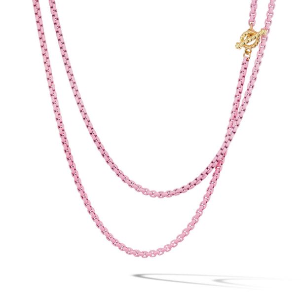 David Yurman DY Bel Aire Chain Necklace in Blush with 14K Yellow Gold Accents REEDS Jewelers