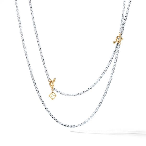 David Yurman DY Bel Aire Chain Necklace in White with 14K Gold Accents