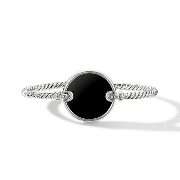David Yurman DY Elements Bracelet with Black Onyx and Pave Diamonds 22mm REEDS Jewelers