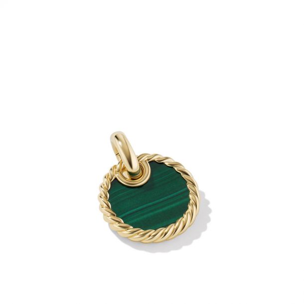 David Yurman DY Elements® Disc Pendant in 18K with Malachite | REEDS Jewelers