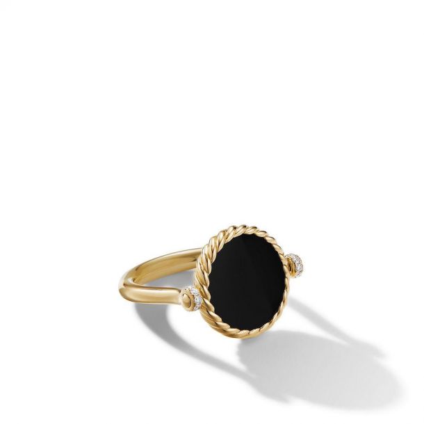 Colour Blossom Mini Star Ring, Yellow Gold, Onyx And Diamond