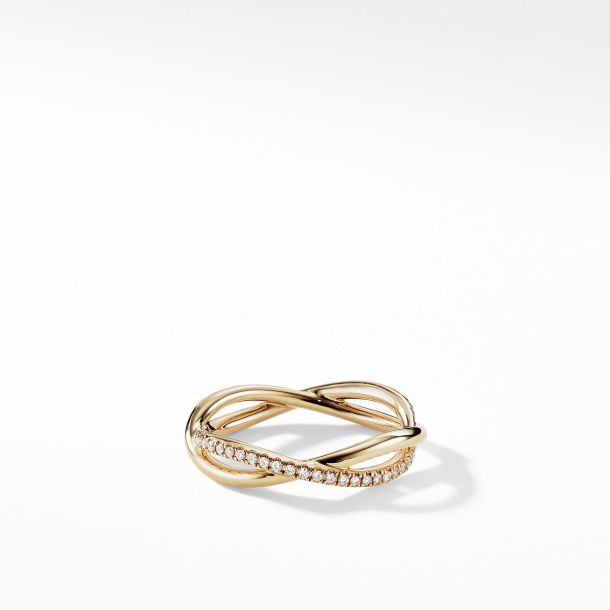 David Yurman DY Infinity Band Ring in 18K Yellow Gold with Diamonds 4.18mm REEDS Jewelers