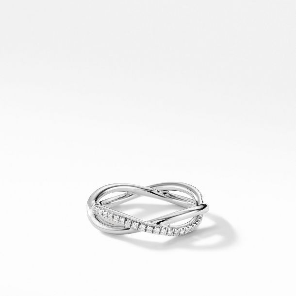 David Yurman DY Infinity Band Ring in Platinum with Diamonds