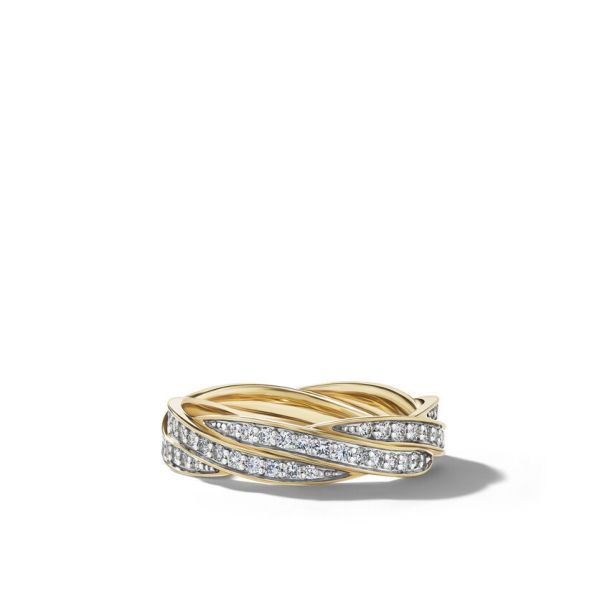 Men s David Yurman Helios Band Ring in 18K Yellow Gold with Pave Diamonds