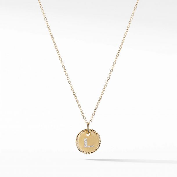 David Yurman Initial Charm Necklace with Diamonds in 18k Gold