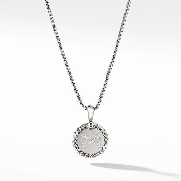 David Yurman Initial Charm Necklace with Diamonds A