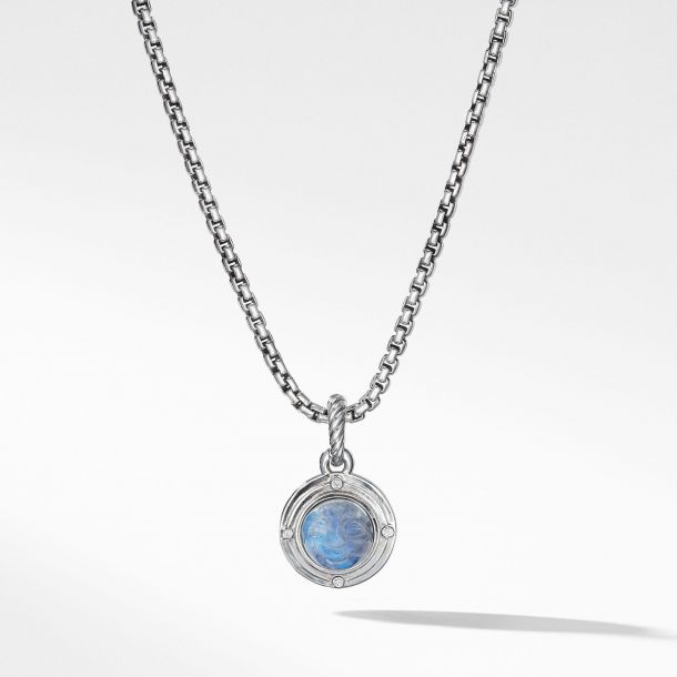 David Yurman Moon Amulet in Rainbow Moonstone with Diamonds