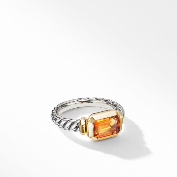 David Yurman Novella Ring with Madeira Citrine and 18k Yellow Gold Size 7