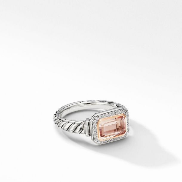 David Yurman Novella Ring with Pavé Diamonds and 18k Rose
