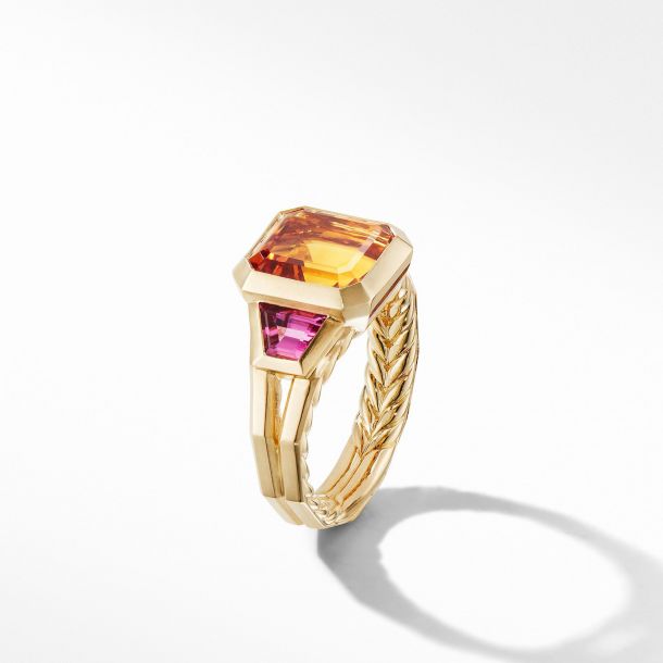 David Yurman Novella Three Stone Ring in 18k Yellow Gold with