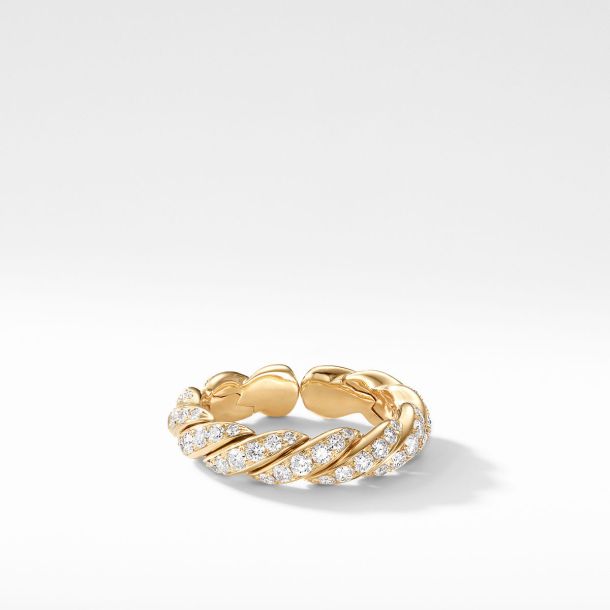 David Yurman Paveflex Band Ring in 18K Yellow Gold with Diamonds REEDS Jewelers