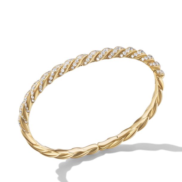 David Yurman Paveflex Bracelet in 18K Gold with Diamonds Medium