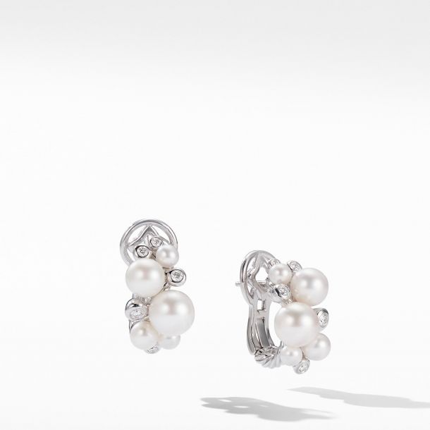 David Yurman Pearl Cluster Earring with Diamonds