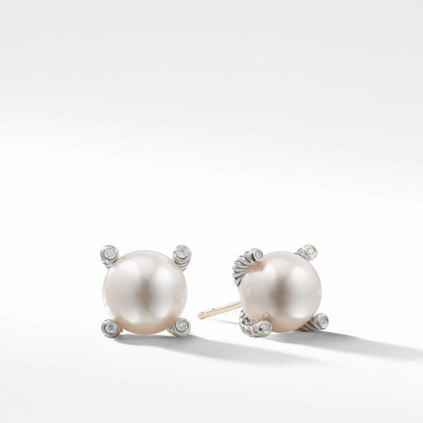 David Yurman Pearl Earrings with Diamonds | REEDS Jewelers