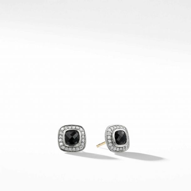 David Yurman Petite Albion Earrings with Black Onyx and Diamonds REEDS Jewelers