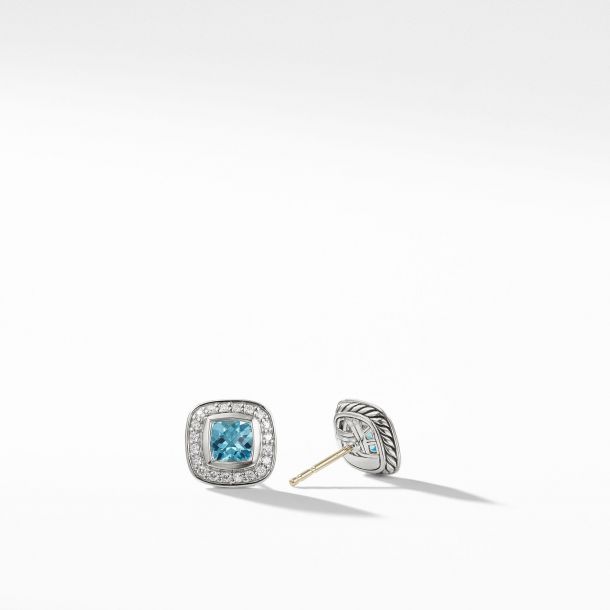 David Yurman Petite Albion Earrings with Blue Topaz and Diamonds