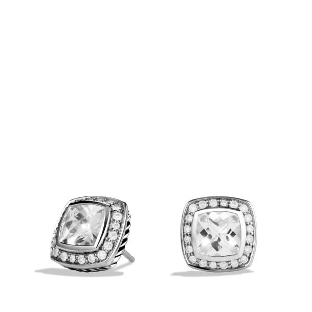 David Yurman Petite Albion Earrings with White Topaz and Diamonds