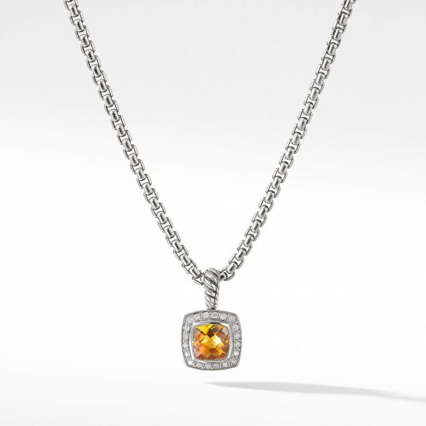 David Yurman Petite Albion Pendant Necklace with Citrine and Diamonds