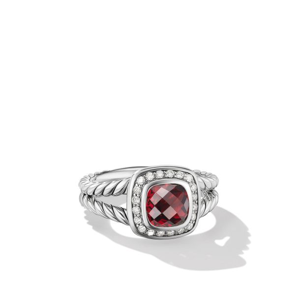 David Yurman Petite Albion Ring with Garnet and Diamonds REEDS Jewelers