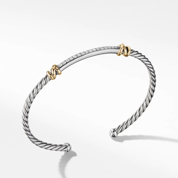 David Yurman Petite Helena Two Station Wrap Bracelet in 18k Yellow Gold with Diamonds Medium REEDS Jewelers